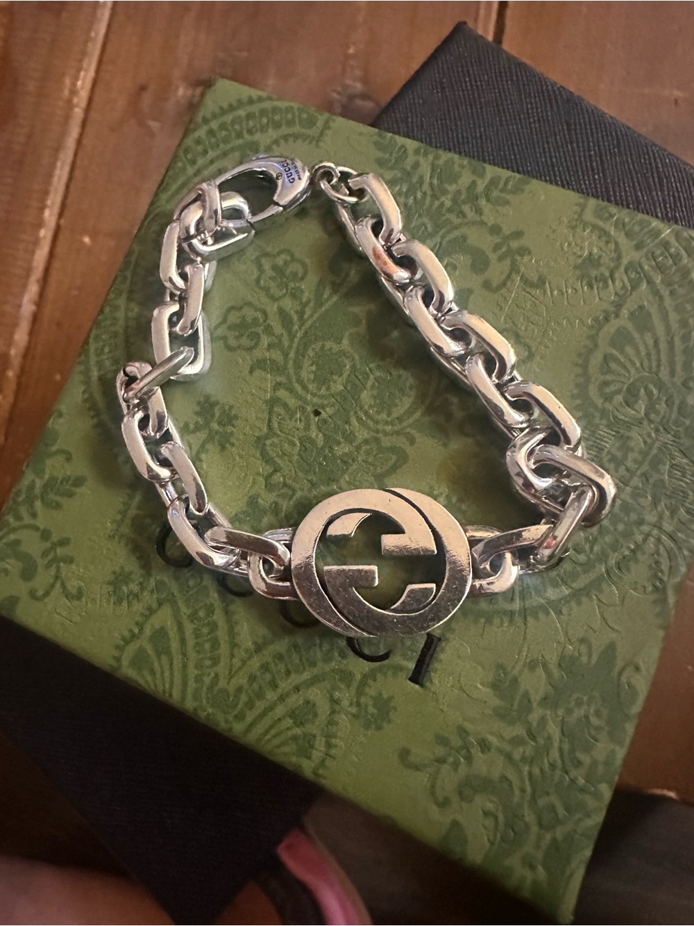 Fashion Silver Tone Double G Link Bracelet